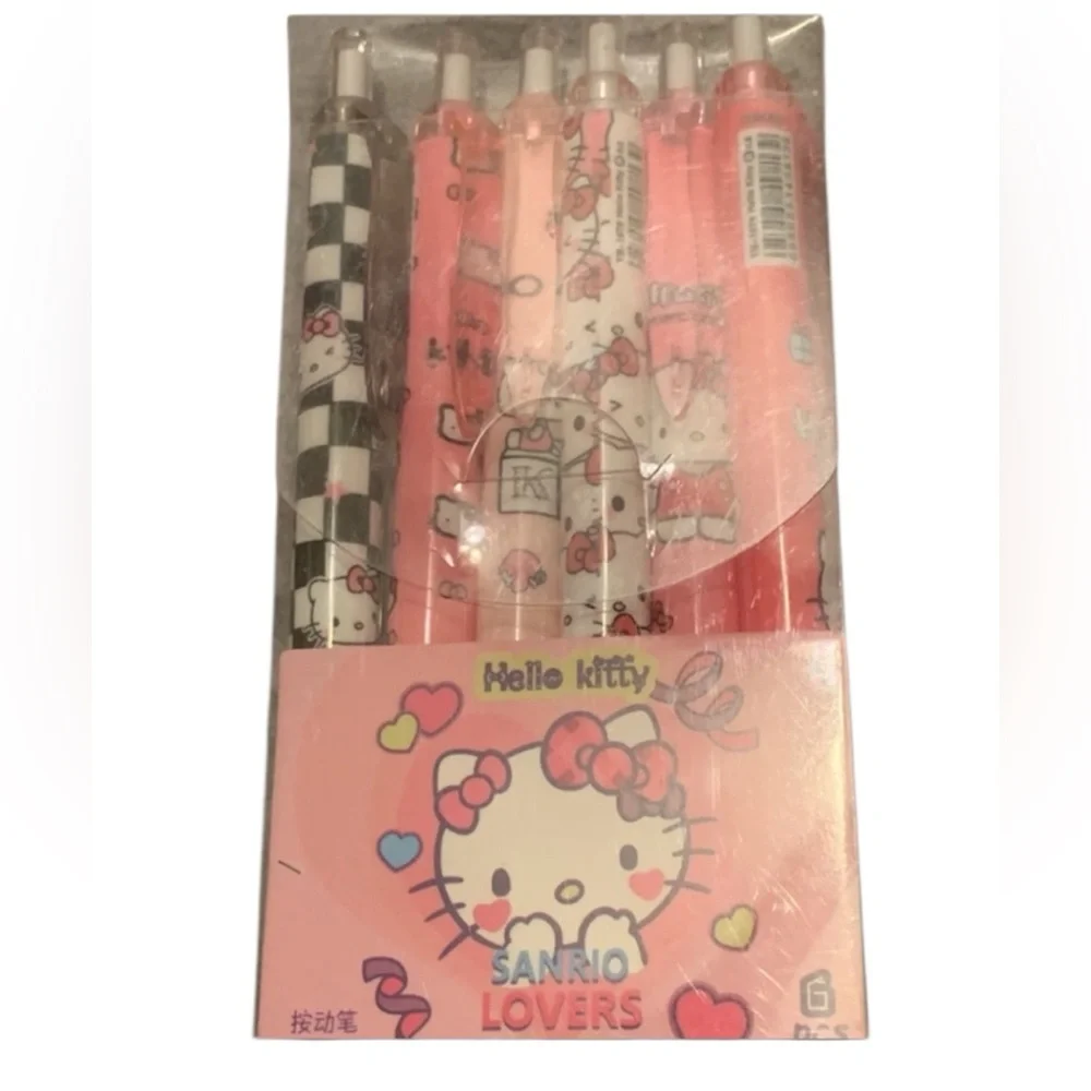 Hello Kitty Sanrio Click Pen Black n White checked NEW NWT in package - Two Pens